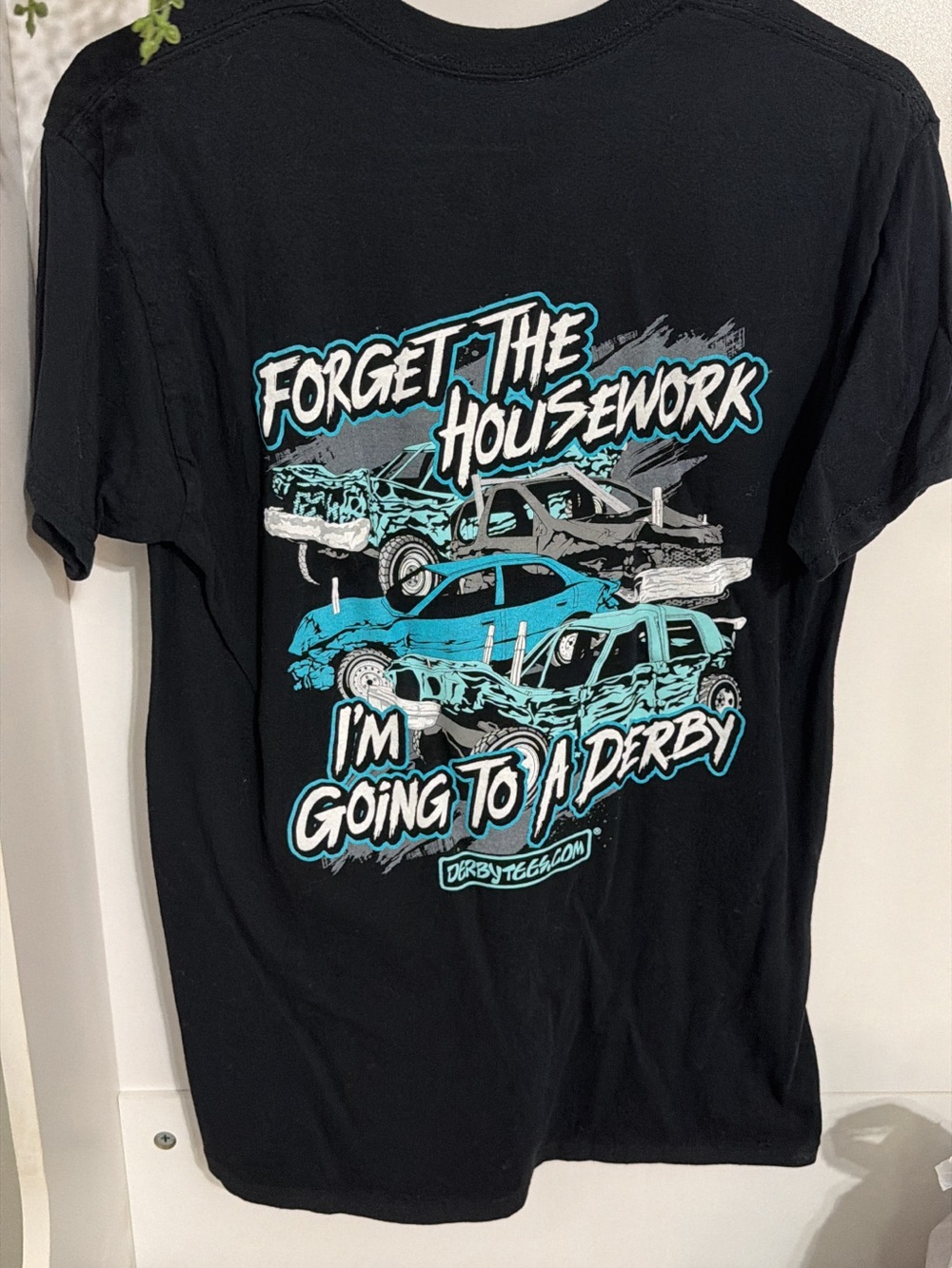 Forget The Housework Derby Graphic Tee - Black & Teal